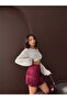 Tasseled Scuba Suede Skirt - Burgundy |   F2030 - Claret Red - 3