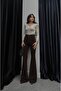 Brown Flared Belted Trousers