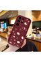 Samsung Galaxy S23 Ultra Compatible Burgundy Color Cute Cat Cherry and Bow Pattern Silicone Case - 2