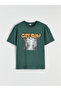 Green Crew Neck Printed Boy's T-Shirt