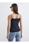 Black U-Neck Strap Women's Tank Top - 4