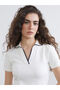 New season ecru polo collar women's t-shirt from gulis gi̇yi̇m - 3