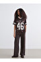 Brown V-Neck San Francisco Printed Oversized Women's T-Shirt - 2