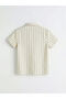 Beige Short Sleeve Striped Boys' Shirt and Pants - 5