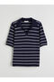 Nevavm Women's Striped Polo Collar Knit Sweater with a Difference - 5