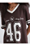 Brown V-Neck San Francisco Printed Oversized Women's T-Shirt - 3