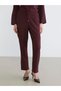 Brown Elastic Waist Textured Carrot Cut Women's Trousers (S6) - 2