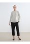 Gray Crew Neck Plaid Women's Cardigan (S6) - 2