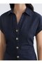 Shirt Collar Waist Seat Jean Dress - 3