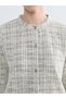 Gray Crew Neck Plaid Women's Cardigan (S6) - 3