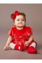 Lcw baby red velvet dress with bow detail for baby girls - 3