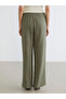 Khaki Elastic Waist Women's Muslin Pants - 4