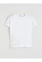 White Floral Detailed Girls' T-Shirt