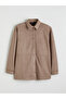 Two Mt Shop Quality Lcw Modest Beige Suede Look Plain Standard & Regular Women's Shirt Jacket - 5