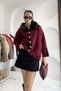 Gold Button Detail Fur Collar Leopard Cardigan - Burgundy Bordo - 5
