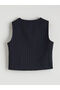 Navy Blue Striped Girls' Classic Vest - 2