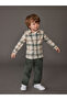 Ecru Plaid Baby Boy Shirt and Pants 2-Piece Set