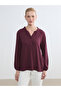 Burgundy Ruffled Mock Neck Blouse