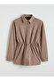 Two Mt Shop Quality Lcw Modest Beige Suede Look Plain Standard & Regular Women's Shirt Jacket - 6