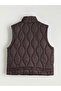 Brown Mock Neck Quilted Oversized Women's Puffer Vest - 7