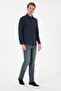 Men's Navy Blue Long Sleeve Striped Shirt 50308398-Vr033 - 4