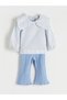 Gencc Quality Striped Baby Girl Blouse and Leggings with Bow Collar Detail - 3