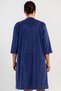 Women's Plus Size Velvet Fabric Zippered Capri Sleeve Home Dress Nightgown Navy Blue C8T0N0705 - 4