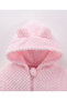 Solid Hooded Winter Jacket - Pink - 3