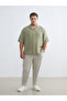 Khaki Comfortable Fit Resort Collar Short Sleeve Muslin Men's Shirt - 6