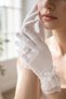 Pure Grace Pearl Detailed Bowknot White Ankle Length Tulle Gloves |   Elegant and Special Design Premium Series