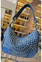 C1093 Women's Imported Denim Bag with Stones and Tropics - 2