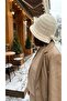 Women's Wool Knitted Bucket Hat with Bow on the Back