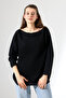 Women's Black Oversized Casual Comfortable Fit Boat Neck Knitwear Sweater - 4