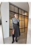 Gray Plaid Skirt with Leather Belt and Slits