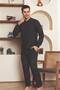 Men's Tracksuit Pajama Set - Smoked Winter Fleece-Lined Thessaloniki Fabric 1220Uk - 2