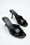 Women's Heeled Sandals Black Patent Leather