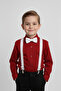 Boy's Long Sleeve Red Shirt and White Suspender Bow Tie Set