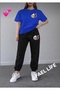 Women's Wide Cut T-Shirt Tracksuit Colorful Panda Set