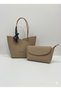 Women's Handbag and Portfolio Handbag Set - Casual Stylish Bag with Shawl Detail - 5