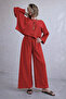 Soul Muslin Blazer Pants Suit / Red - 2