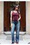 Women's Purple Strappy Stretchy Peplum Blouse - 4
