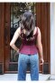 Women's Purple Strappy Stretchy Peplum Blouse - 5