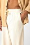 Elastic waist baggy fit linen trousers beige - 3