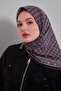 وشاح من الحرير والقطن بنمط ديزي داكن اللون - 3
