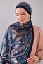 Navy Blue Geometric Pattern Moos Chrep Shawl - 2