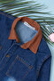 Velvet Collar Detailed Denim Jacket 2-Piece Boy's Set - 6