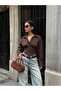 Women's Brown Back Detailed Buttoned Shirt Yel221795