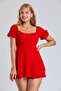 Women's Orange Square Neck Shorts Mini Dress Yel221194