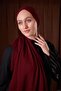 Burgundy plain luna cotton shawl - 2