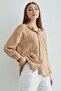 Striped Crepe Fabric Single Pocket Long Loose Shirt on the Back - 7